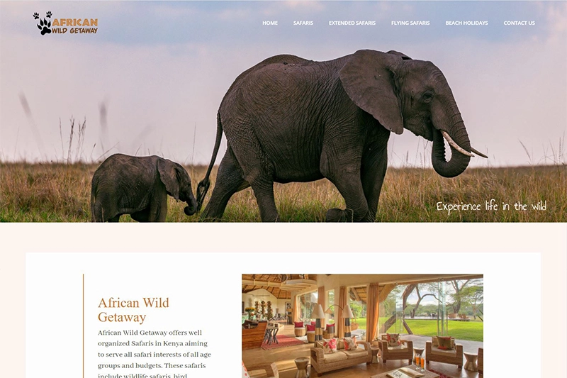 African Wild Getaway web screenshot